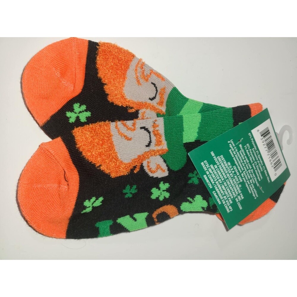 Lucky the Leprechaun St Patrick's Day Fuzzy Beard clover socks NEW